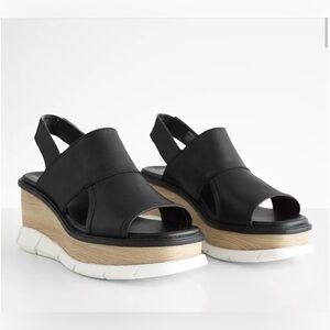 NIB Sorel Joanie III Slingback Leather Sandal | Black/White | Size 7